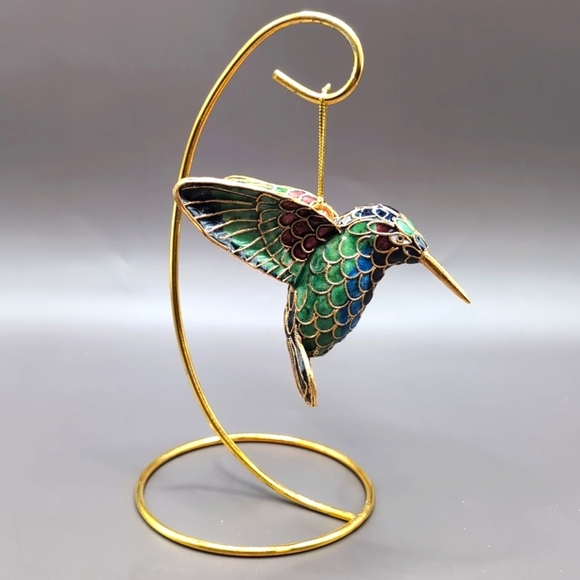 NIB Beautiful Vintage Oriental Treasures Cloisonne Enamel Hummingbird New In Box - Picture 1 of 10